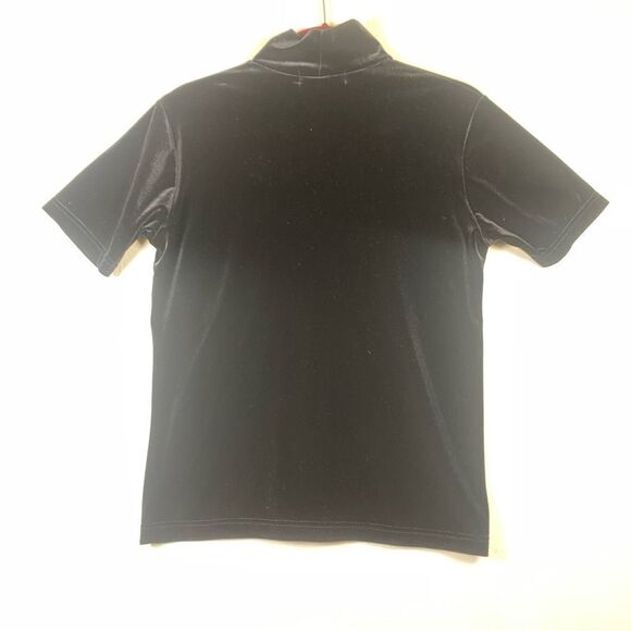 Summit Hill Black Mock Neck Short Sleeve Velvet Top Size Small - Picture 2 of 8